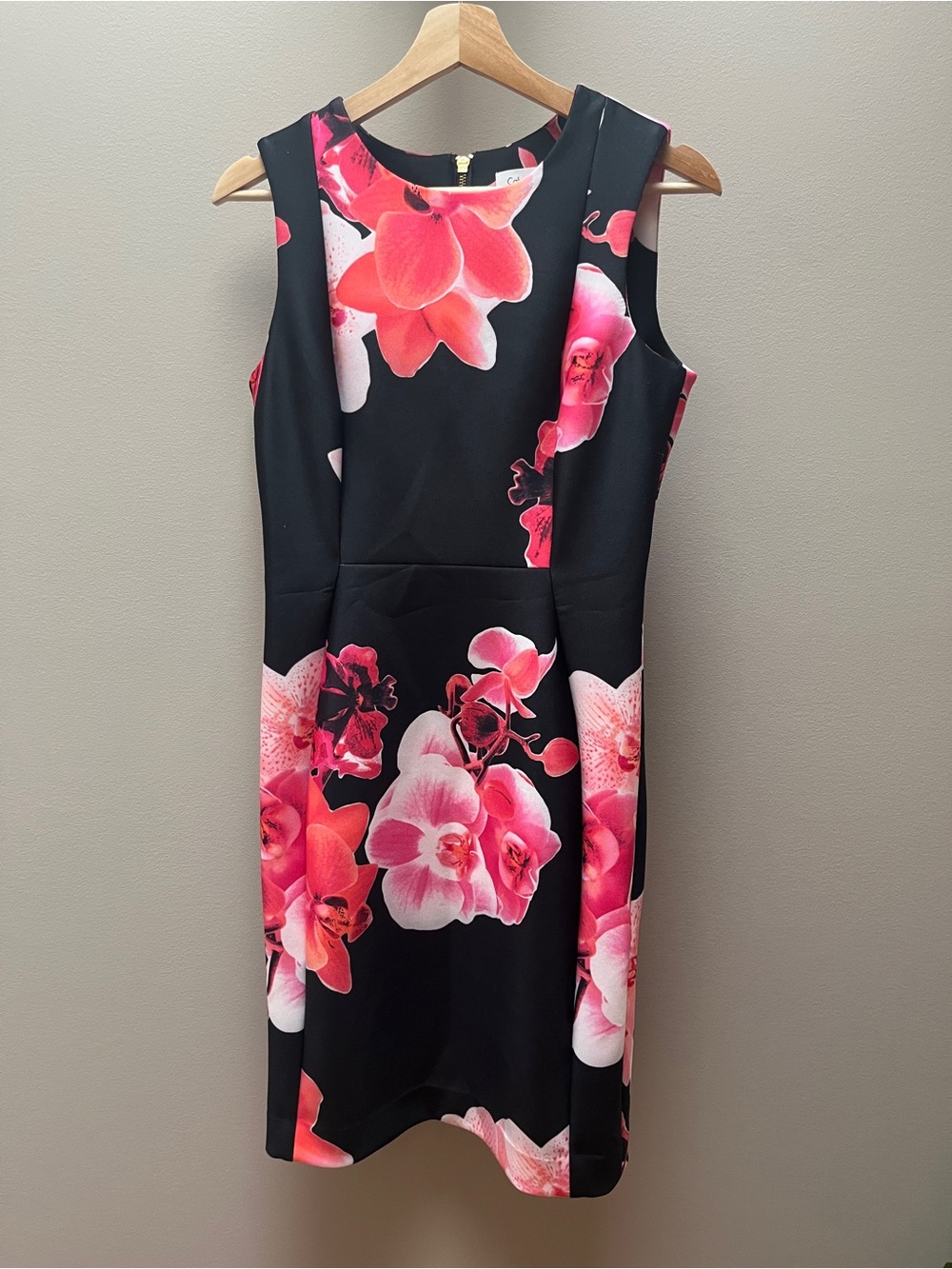 Calvin Klein Black and Pink Floral Dress Size:6
